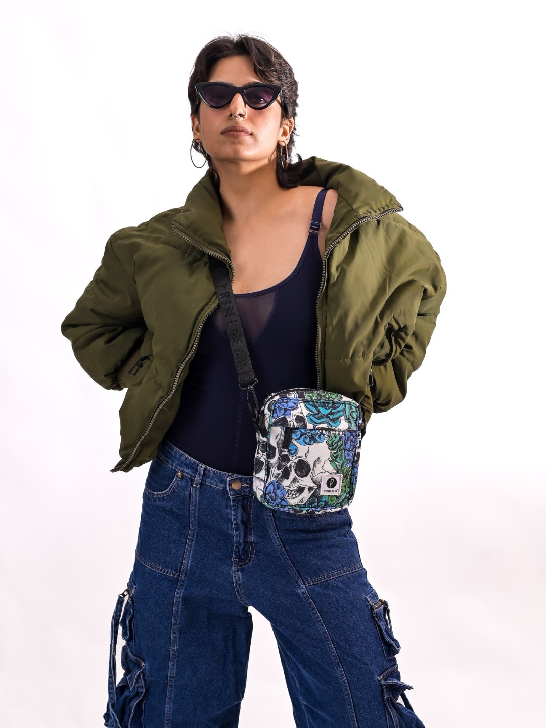 Floral Skull Sling Bag